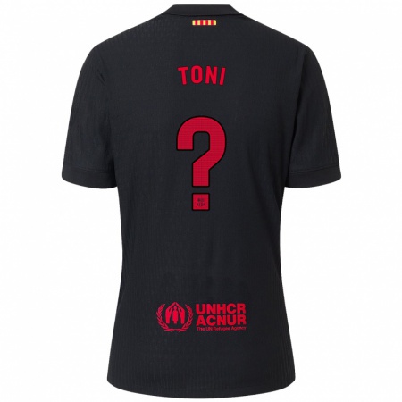 Kandiny Kinder Toni Fernández #0 Schwarz Rot Auswärtstrikot Trikot 2024/25 T-Shirt