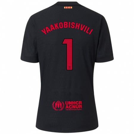 Kandiny Kinder Áron Yaakobishvili #1 Schwarz Rot Auswärtstrikot Trikot 2024/25 T-Shirt