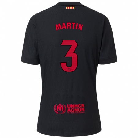 Kandiny Kinder Gerard Martín #3 Schwarz Rot Auswärtstrikot Trikot 2024/25 T-Shirt