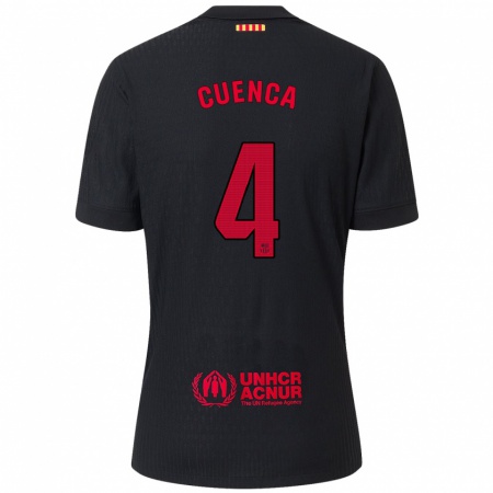 Kandiny Kinder Andrés Cuenca #4 Schwarz Rot Auswärtstrikot Trikot 2024/25 T-Shirt