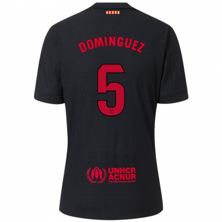 Kandiny Kinder Sergi Domínguez #5 Schwarz Rot Auswärtstrikot Trikot 2024/25 T-Shirt