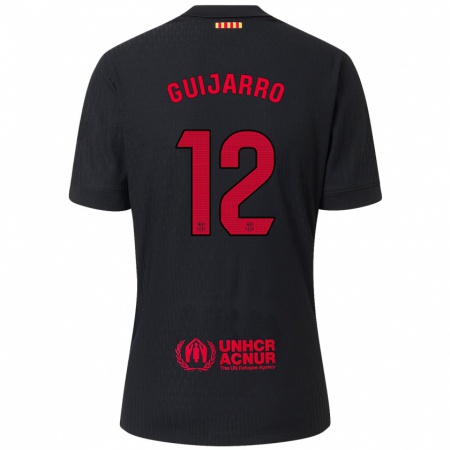 Kandiny Kinder Patricia Guijarro #12 Schwarz Rot Auswärtstrikot Trikot 2024/25 T-Shirt