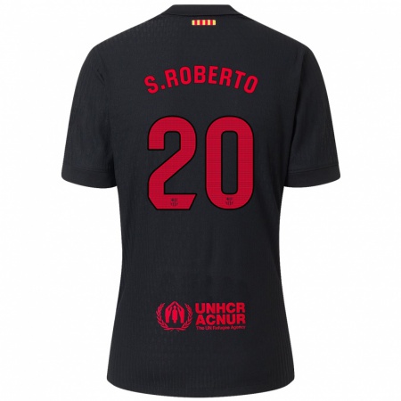 Kandiny Kinder Sergi Roberto #20 Schwarz Rot Auswärtstrikot Trikot 2024/25 T-Shirt