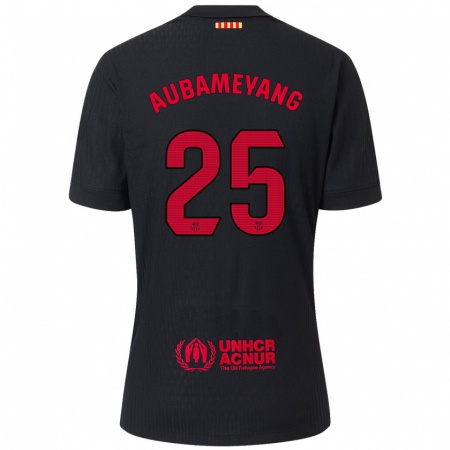 Kandiny Kinder Pierre Emerick Aubameyang #25 Schwarz Rot Auswärtstrikot Trikot 2024/25 T-Shirt