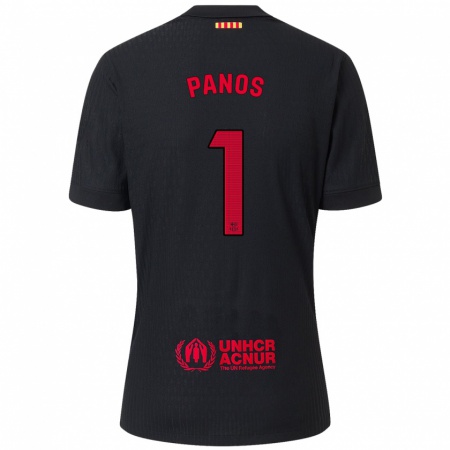 Kandiny Kinder Sandra Panos #1 Schwarz Rot Auswärtstrikot Trikot 2024/25 T-Shirt