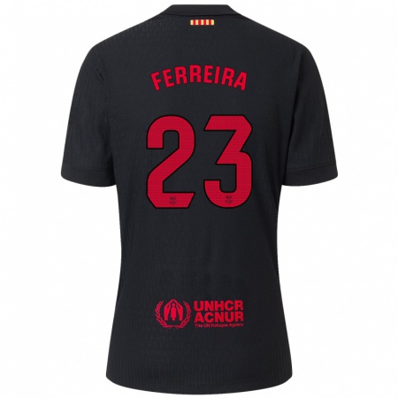 Kandiny Kinder Geyse Ferreira #23 Schwarz Rot Auswärtstrikot Trikot 2024/25 T-Shirt