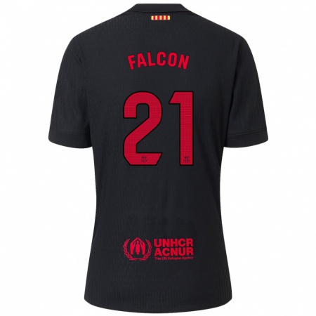 Kandiny Kinder Andrea Falcon #21 Schwarz Rot Auswärtstrikot Trikot 2024/25 T-Shirt