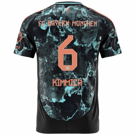 Kandiny Kinder Joshua Kimmich #6 Schwarz Auswärtstrikot Trikot 2024/25 T-Shirt