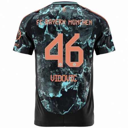 Kandiny Kinder Gabriel Vidovic #46 Schwarz Auswärtstrikot Trikot 2024/25 T-Shirt