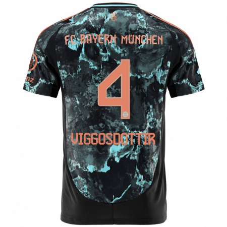 Kandiny Kinder Glódís Perla Viggósdóttir #4 Schwarz Auswärtstrikot Trikot 2024/25 T-Shirt