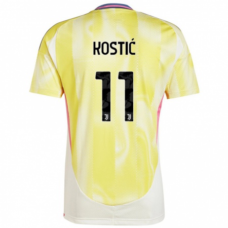 Kandiny Kinder Filip Kostić #11 Solargelb Auswärtstrikot Trikot 2024/25 T-Shirt