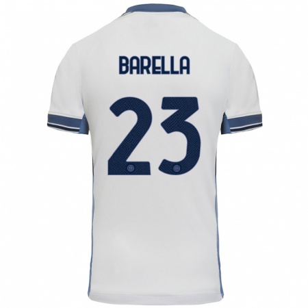 Kandiny Kinder Nicolò Barella #23 Weißgrau Auswärtstrikot Trikot 2024/25 T-Shirt