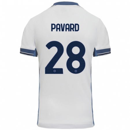 Kandiny Kinder Benjamin Pavard #28 Weißgrau Auswärtstrikot Trikot 2024/25 T-Shirt