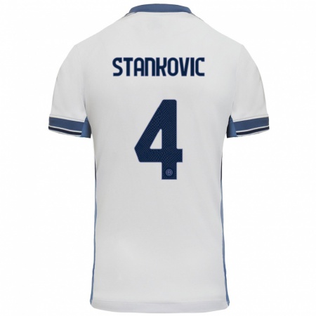 Kandiny Kinder Aleksandar Stankovic #4 Weißgrau Auswärtstrikot Trikot 2024/25 T-Shirt