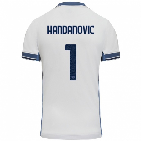 Kandiny Kinder Samir Handanovic #1 Weißgrau Auswärtstrikot Trikot 2024/25 T-Shirt