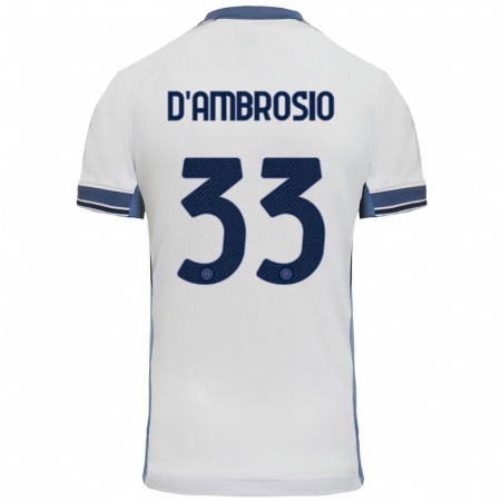 Kandiny Kinder Danilo D'ambrosio #33 Weißgrau Auswärtstrikot Trikot 2024/25 T-Shirt