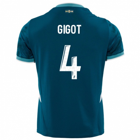 Kandiny Kinder Samuel Gigot #4 Türkisblau Auswärtstrikot Trikot 2024/25 T-Shirt