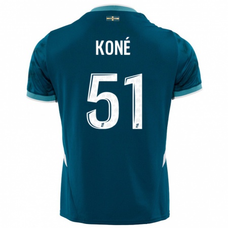 Kandiny Kinder Ismaël Koné #51 Türkisblau Auswärtstrikot Trikot 2024/25 T-Shirt