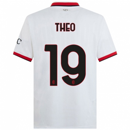 Kandiny Kinder Theo Hernández #19 Weiß Schwarz Rot Auswärtstrikot Trikot 2024/25 T-Shirt