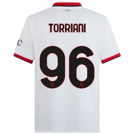 Kandiny Kinder Lorenzo Torriani #96 Weiß Schwarz Rot Auswärtstrikot Trikot 2024/25 T-Shirt