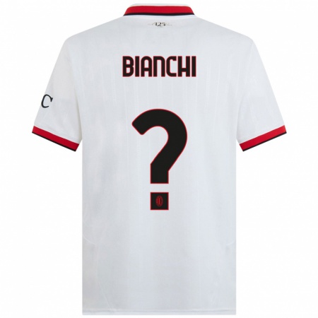 Kandiny Kinder Alessandro Bianchi #0 Weiß Schwarz Rot Auswärtstrikot Trikot 2024/25 T-Shirt