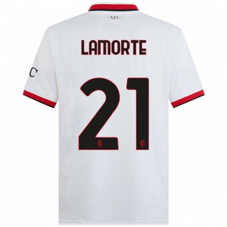 Kandiny Kinder Alessandro Lamorte #21 Weiß Schwarz Rot Auswärtstrikot Trikot 2024/25 T-Shirt