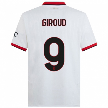 Kandiny Kinder Olivier Giroud #9 Weiß Schwarz Rot Auswärtstrikot Trikot 2024/25 T-Shirt