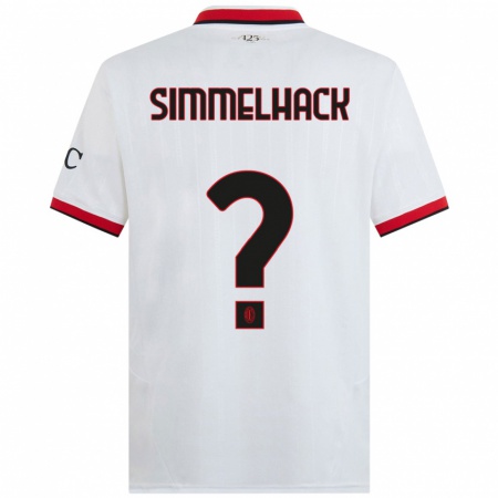 Kandiny Kinder Alexander Simmelhack #0 Weiß Schwarz Rot Auswärtstrikot Trikot 2024/25 T-Shirt