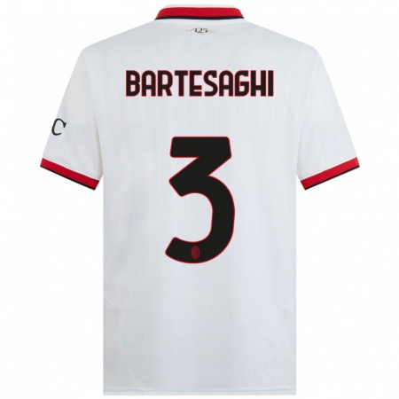 Kandiny Kinder Davide Bartesaghi #3 Weiß Schwarz Rot Auswärtstrikot Trikot 2024/25 T-Shirt