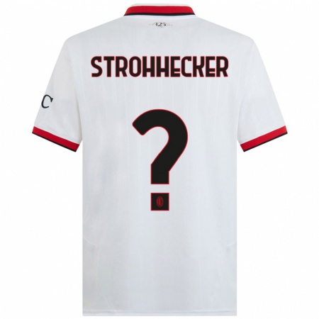 Kandiny Kinder Riccardo Strohhecker #0 Weiß Schwarz Rot Auswärtstrikot Trikot 2024/25 T-Shirt