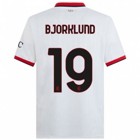 Kandiny Kinder Lukas Bjorklund #19 Weiß Schwarz Rot Auswärtstrikot Trikot 2024/25 T-Shirt