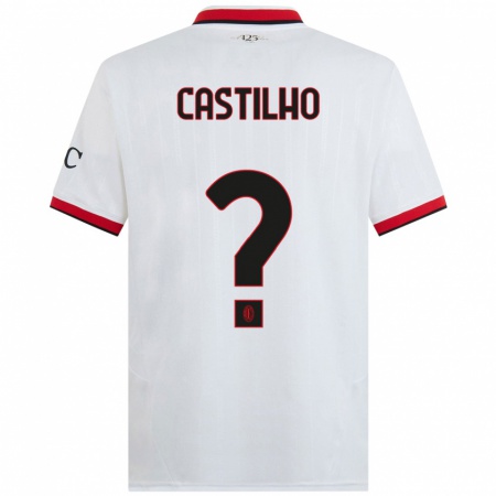 Kandiny Kinder Estevan Amaral Castilho #0 Weiß Schwarz Rot Auswärtstrikot Trikot 2024/25 T-Shirt