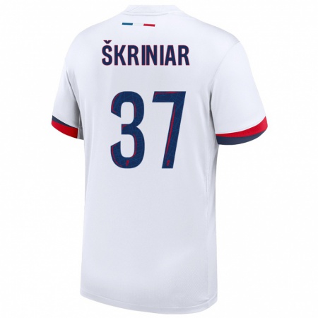 Kandiny Kinder Milan Skriniar #37 Weiß Blau Rot Auswärtstrikot Trikot 2024/25 T-Shirt