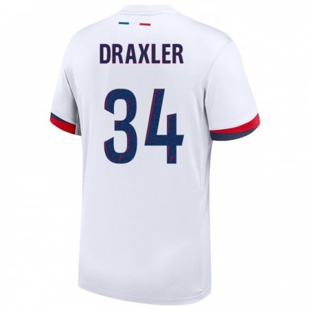 Kandiny Kinder Julian Draxler #34 Weiß Blau Rot Auswärtstrikot Trikot 2024/25 T-Shirt