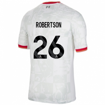 Kandiny Kinder Andrew Robertson #26 Weiß Rot Schwarz Ausweichtrikot Trikot 2024/25 T-Shirt