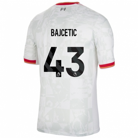 Kandiny Kinder Stefan Bajcetic #43 Weiß Rot Schwarz Ausweichtrikot Trikot 2024/25 T-Shirt