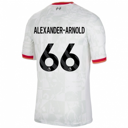 Kandiny Kinder Trent Alexander-Arnold #66 Weiß Rot Schwarz Ausweichtrikot Trikot 2024/25 T-Shirt