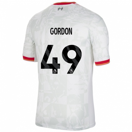 Kandiny Kinder Kaide Gordon #49 Weiß Rot Schwarz Ausweichtrikot Trikot 2024/25 T-Shirt