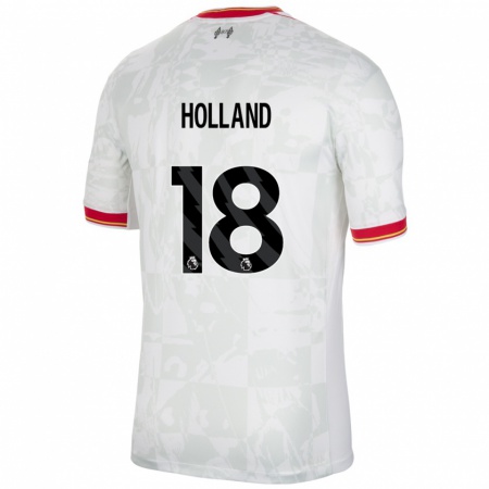 Kandiny Kinder Ceri Holland #18 Weiß Rot Schwarz Ausweichtrikot Trikot 2024/25 T-Shirt