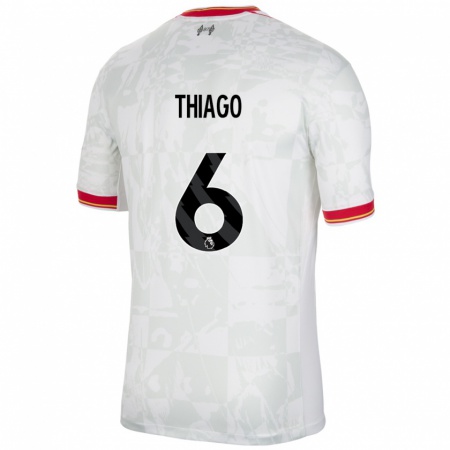 Kandiny Kinder Thiago #6 Weiß Rot Schwarz Ausweichtrikot Trikot 2024/25 T-Shirt