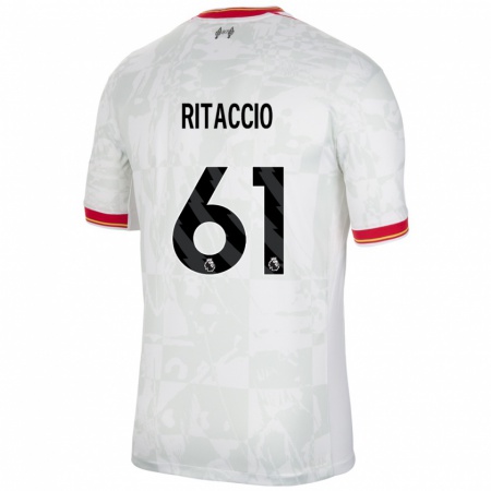 Kandiny Kinder Matteo Ritaccio #61 Weiß Rot Schwarz Ausweichtrikot Trikot 2024/25 T-Shirt