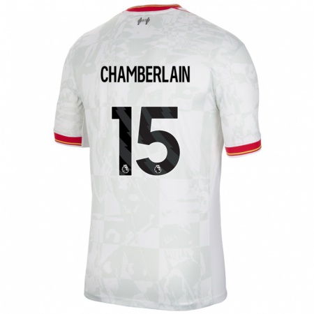 Kandiny Kinder Alex Oxlade Chamberlain #15 Weiß Rot Schwarz Ausweichtrikot Trikot 2024/25 T-Shirt