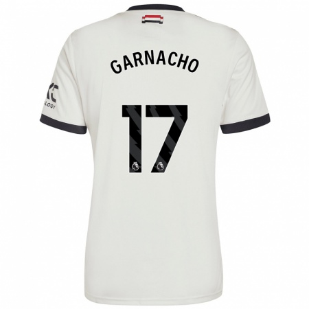 Kandiny Kinder Alejandro Garnacho #17 Cremeweiß Ausweichtrikot Trikot 2024/25 T-Shirt