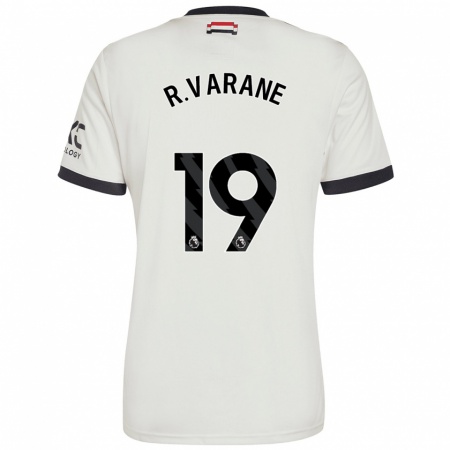 Kandiny Kinder Raphaël Varane #19 Cremeweiß Ausweichtrikot Trikot 2024/25 T-Shirt