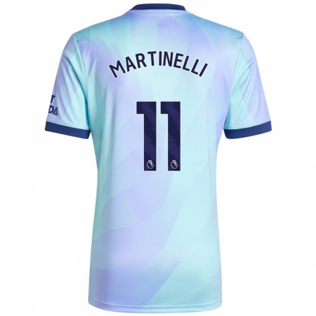 Kandiny Kinder Gabriel Martinelli #11 Aquamarin Ausweichtrikot Trikot 2024/25 T-Shirt