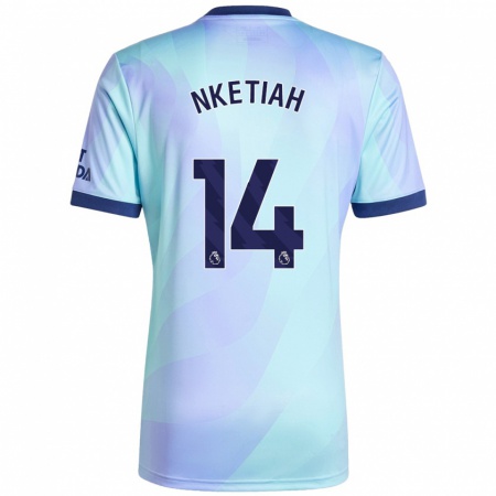 Kandiny Kinder Eddie Nketiah #14 Aquamarin Ausweichtrikot Trikot 2024/25 T-Shirt