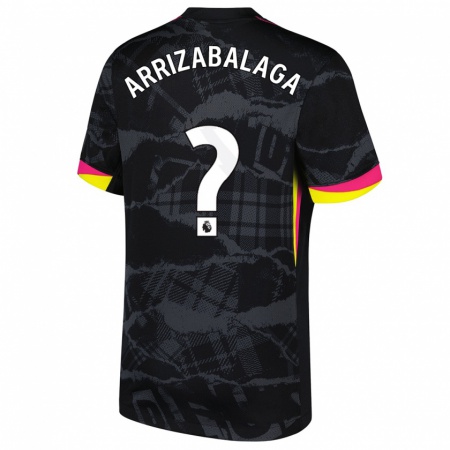 Kandiny Kinder Kepa Arrizabalaga #0 Schwarz Rosa Ausweichtrikot Trikot 2024/25 T-Shirt