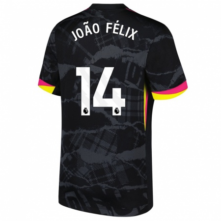 Kandiny Kinder João Félix #14 Schwarz Rosa Ausweichtrikot Trikot 2024/25 T-Shirt