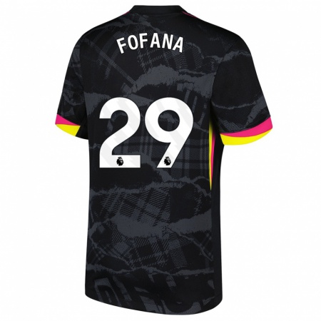 Kandiny Kinder Wesley Fofana #29 Schwarz Rosa Ausweichtrikot Trikot 2024/25 T-Shirt