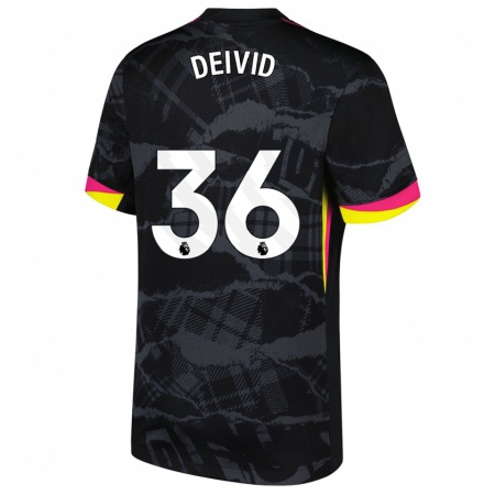 Kandiny Kinder Deivid Washington #36 Schwarz Rosa Ausweichtrikot Trikot 2024/25 T-Shirt